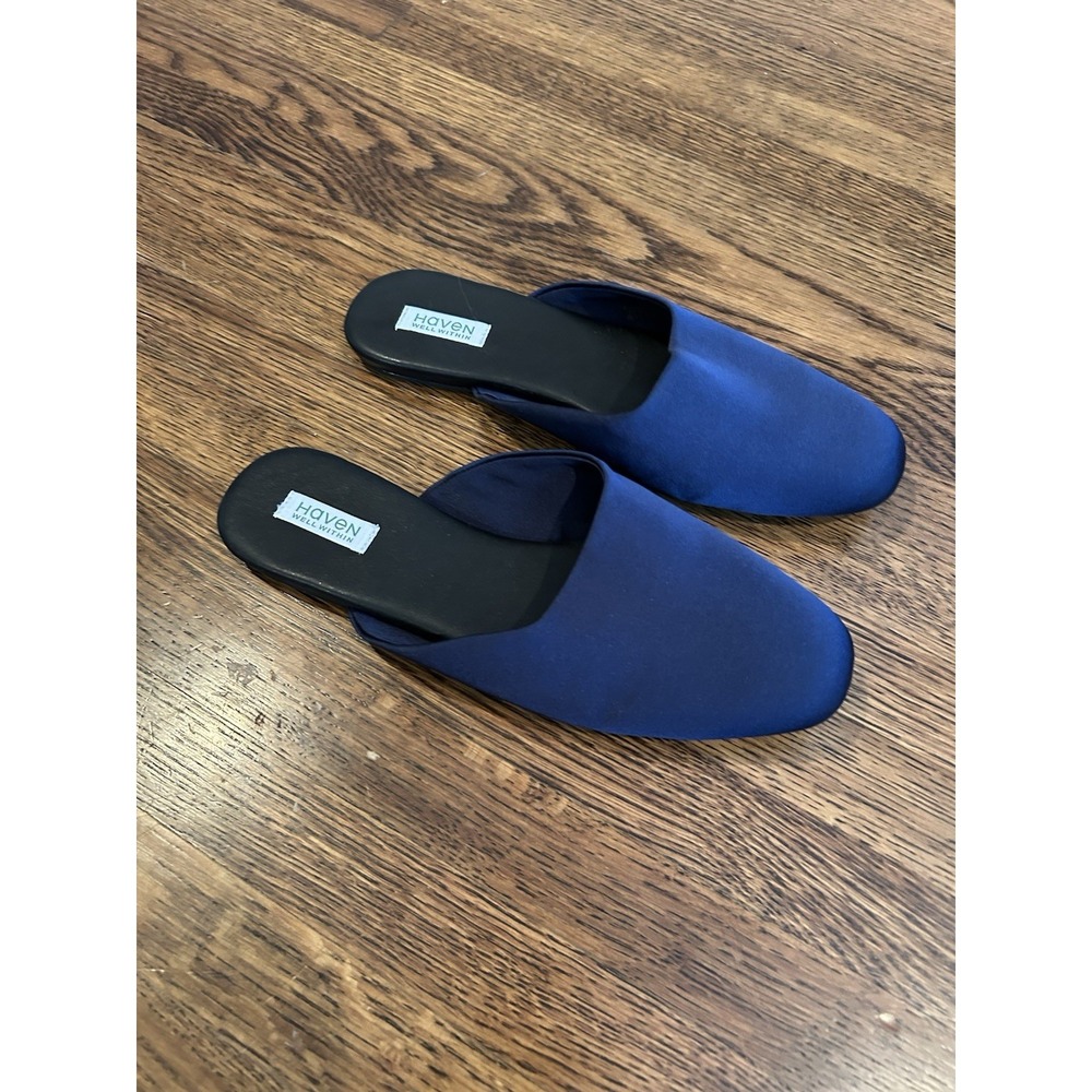 Haven Well Within Blue Satin Mules Satin Sandals/Slides Size 5 Travel Shoes EUC
